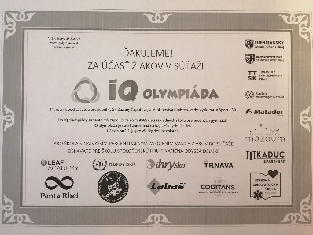Spomínate si na IQ olympiádu počas Týždňa mozgov? - Základná škola Juh